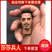 Burning soul 1 6 soldiers head carving Iron Man 3 Civil War Tony battle damage plate head carving with MK45 spot