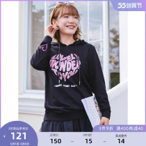 (Qingkura RMB150 ) Large-size female dress Fat Sister Spring Dress Foreign Air Love Letter Printed with Cap Sweatshirt