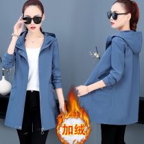 Large size windbreaker womens fat mm spring dress long 2021 New loose lady spring and autumn winter coat 40 years old Wild