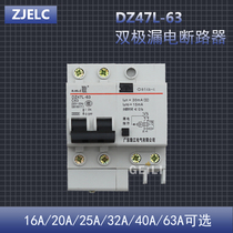 Zhujiang Electric DZ47L-63 bipolar leakage switch 63A air leakage household protection circuit breaker 2P 25A 32A