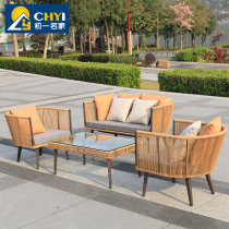 Outdoor sofa courtyard villa garden rattan leisure terrace sofa modern simple model house rattan chair furniture