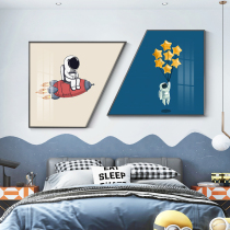 Cartoon astronaut restaurant decoration painting Nordic childrens room bedside mural living room sofa background wall hanging painting