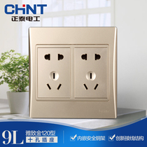 Chint Type 120 Switch Socket Panel Porous Home Wall Wall Ten Hole Square Combination Gold Zhengtai