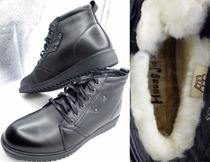 3-fold replacement season new 185M mens fur boots 3516 factory cadres short-cylinder hairy boots anti-cold winter boots genuine leather wool