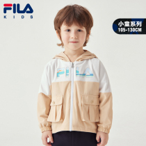 FILA FILA Phila childrens clothing boy sports coat 2021 autumn new childrens tooling trend full printed hooded top