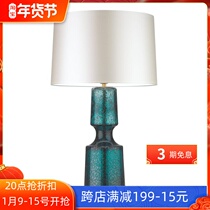 American bedside lamp glass bedroom living room study lamp blue designer model atmospheric Villa home lamps