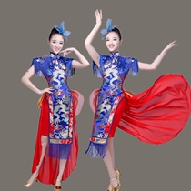 Adult female modern dance costume water drum dance suit 2018 new cheongsam drum suit Chinese style classical performance