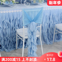 New horsetail chair back Knot chair back yarn slub chair back yarn wedding chair cover lawn wedding outdoor wedding chair back