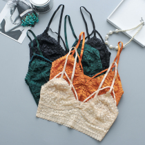 Sexy lace no chest pad underwear ultra-thin beauty back wrapped chest no steel ring bra anti-light sling small vest