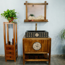 Chinese bathroom cabinet combination toilet wash table wash basin cabinet theme hotel solid wood washbasin cabinet combination