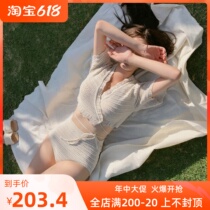 Swimsuit womens two sets of Korean ins and wind conservative fairy Van small breasts gather to split up slim and sexy swimsuit
