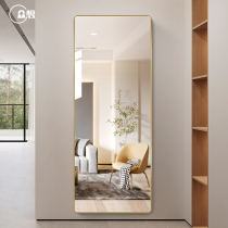 Crowd wants light and luxurious body mirror aluminum alloy rounded corners wear mirror home floor mirror clothing shop hanging wall fitting mirror