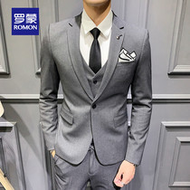 Romon gentleman bridegroom wedding suit suit suit male Korean version of slim business casual suit host dress trend