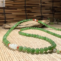 (Support re-inspection) Xishi Xinjiang Hetian Jade Jasper blue and white seed material 108 multi-circle seed bracelet hanging chain