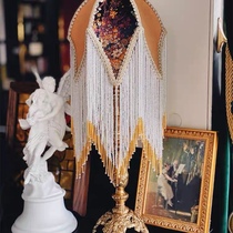 Red brick house Onevoice retro full bronze art black gold flower flow Su table lamp bedside lamp room