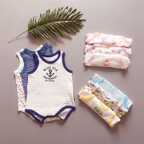 Baby sleeveless shirt summer bamboo fiber mesh ha clothes baby breathable ultra-thin conjoined clothes vest triangle climb