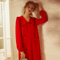 Chenxi original autumn retro big matchmaker morning gown home pajamas long sleeve nightgown long-sleeved girlfriends Palace home clothing women