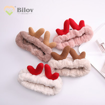 Japan-ROK new elk deer bouquet hair with makeup washed face hair with coral suede solid goat corner head hoop