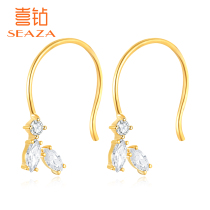 Joy Diamond Yellow 18K gold diamond ear hook female fashion personality shaped diamond stud earrings High sense earrings real diamond New