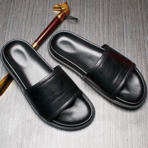 Male Slippers 2022 New Summer Sloth People Shoes Han Edition Casual Soft Bottom Trendy Genuine Leather Mens Slippers