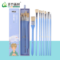 Bamboo painting material Four seasons brush gouache set Single row pen Oil painting watercolor acrylic brush Bristle brush Student beginner paint pen Art pen Painting special professional color pen