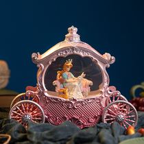 Princess Pooh carriage Dream Floating Snow Music Box Romantic Crystal Ball Girl Birthday Gift Ball Lights