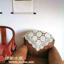 Handmade crochet Chinese European style vintage cotton lace hollow sofa towel decorative cover cloth white square