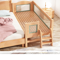 Solid wood children's bed with guardrail boys and girls widened stitching bed mesh bed princess beech bed cot