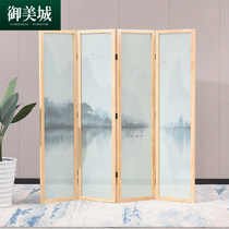 New Chinese-style gauze screen partition modern living room porch bedroom block household solid wood movable folding folding screen