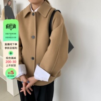 2022 - The new small - sized double - sided cashmere coat girl short - sized commuter wool coat