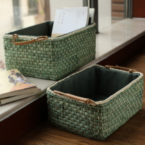  Desktop storage basket Rattan storage box Snack storage box Desktop Nordic living room toy creative sundries basket basket