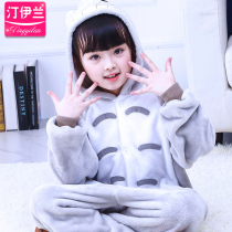  Chinchilla childrens cartoon one-piece pajamas animal middle and large boys and girls autumn and winter flannel coral velvet boys and girls