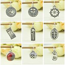 s925 Pure Silver Pendant Pendant Thai Silver Accessories Handmade DIY Crystal Bracelet Necklace Ornament Accessories Retro Material