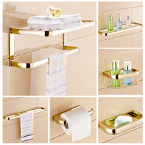 All copper towel rack Gold bath towel rack European bathroom bathroom shelf can be free of punching hardware pendant set