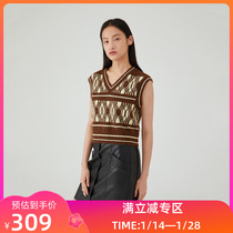 (The same style as the mall) LILY2022 winter new womens retro art jacquard V-neck knitted vest vest