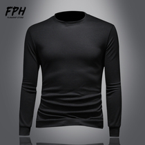 European standing autumn handsome mens trends in fashion and casual minimalist round collar pure Thyuppies Fried Street with undershirt