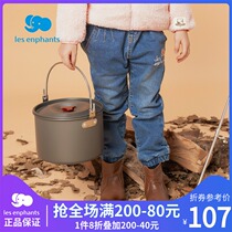 Li baby room childrens clothing girls foreign jeans childrens winter wear thick fleece warm trousers 2021 Winter New
