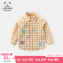 Rabi tree childrens clothing boys plaid shirt 2021 spring and autumn new childrens thin top baby baby long sleeve shirt
