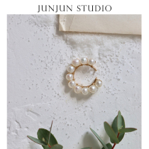 JUNJUN homemade 100 lapped with Ears Bone ins Temperament Brief Clips Fresh Water Pearl American 14k Note Gold Earrings