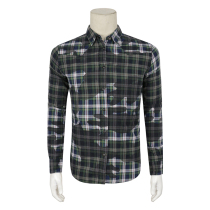 Special 499-H DR0GEN spring green long-sleeved shirt mens plaid design pure cotton fabric made in Italy
