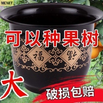 (Send large size) Thickened imitation ceramic flower pot resin planting flower planting tree flower pot orchid rose green dill tray plastic