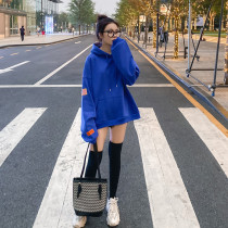 Lazy wind hooded sweater 2019 new womens loose mid-length plus velvet thickening autumn and winter wild jacket tide ins
