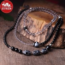 (Special) Phoenix Nirvana original necklace female long choker black agate white crystal National style jewelry