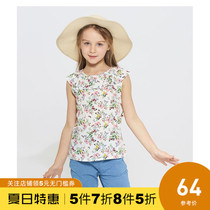 Gabriel childrens clothing summer new girl sleeveless round neck print shirt