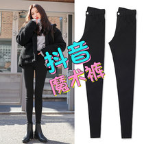 Longer pants female taller Net red pants children tremble sound thin Joker high waist black calf tight bottom