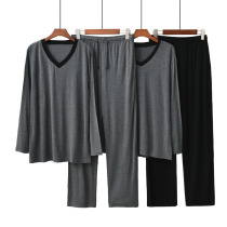 New mens pajamas autumn modal trousers long-sleeved mens elastic v-neck home service spring and autumn suit