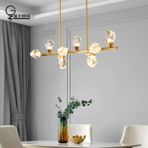 Light luxury all-copper crystal restaurant chandelier post-modern dining room lights Nordic simple dining table lighting new net red lamps