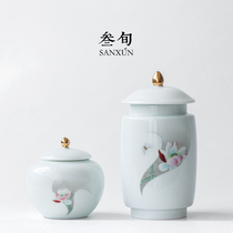 Three-year-old Qinglian Yao Shadow Tea Tank Household Tea Storage Tank Ceramic Sealed Tank Puer Black Tea Moisture-proof Tea Warehouse