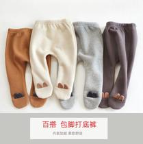 ins2021 winter New Korean infant plus velvet leggings socks men and women Baby Baby Baby ear bag pantyhose