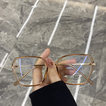 Anti-blue light ultralight glasses womens ins polygonal mesh red vegan face thin transparent green frame glasses male tide